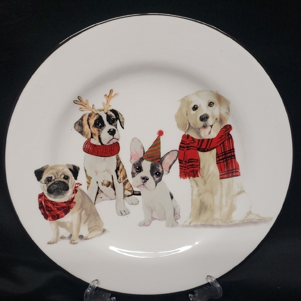 Ganz NWT Holiday Dogs Design Ceramic Plate